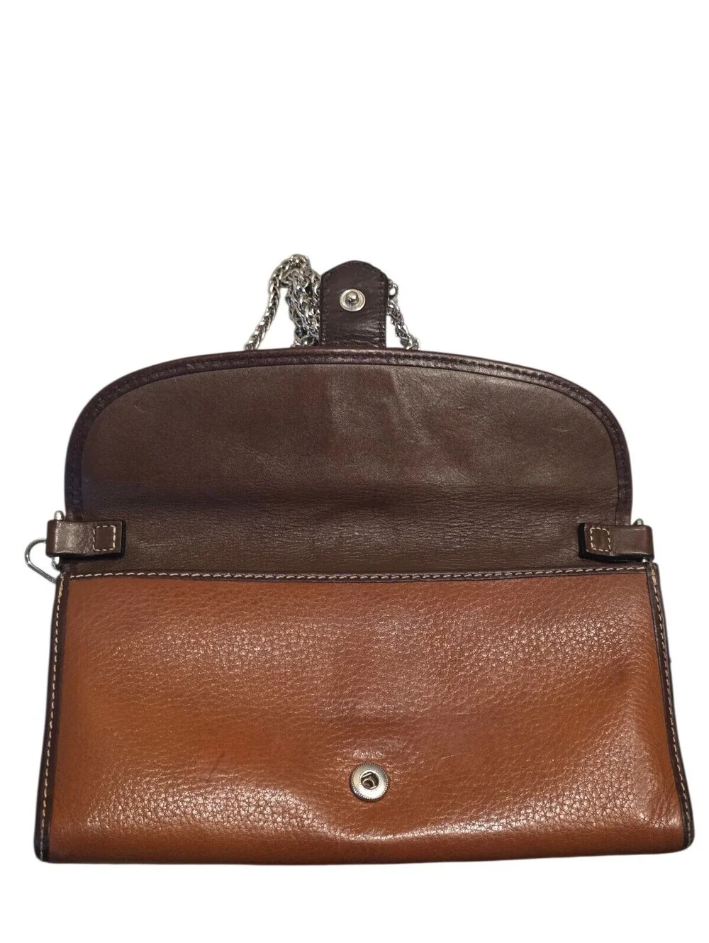 Dooney & Bourke 1975 Brown Leather Organizer Clutch Chain Crossbody Bag